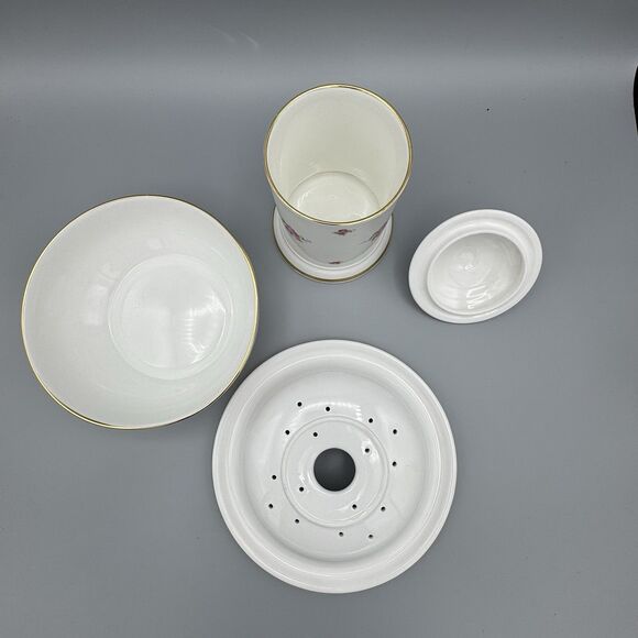 Vtg Laura Ashley Parfums Fine Bone China Bathroom Soap Dish Bowl & Candle Holder - Picture 5 of 8